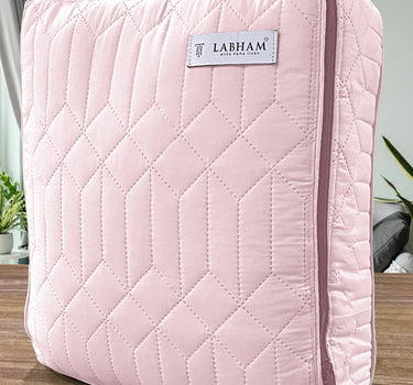 LABHAM® Azure King Size Bedcover Set - 300GSM Quilted, (90"x108") Super Soft, Durable, Easy Care, Bedspread with 2 Pillow Covers & Storage Bag (Blush)