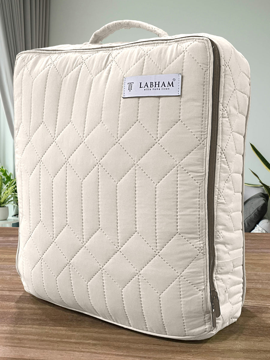 LABHAM® Azure Quilted King Bedcover Set – 300 GSM EverTouch™ Microfibre with LazerTech™ Quilting, 2 Pillow Covers & Storage Bag – Bone — view 5