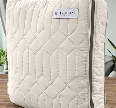 LABHAM® Azure King Size Bedcover Set - 300GSM Quilted, (90"x108") Super Soft, Durable, Easy Care, Bedspread with 2 Pillow Covers & Storage Bag (Bone)