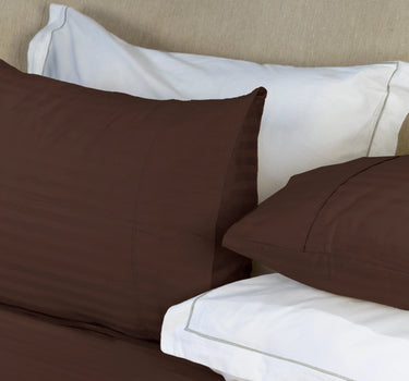 Simple Living - 210TC Satin Stripe Bedsheet Set(Coffee)