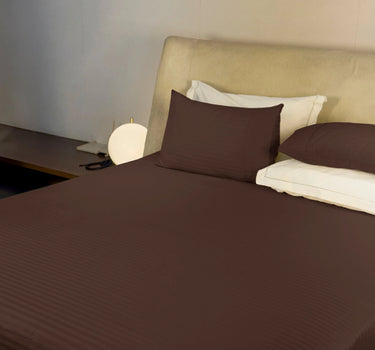 Simple Living - 210TC Satin Stripe Bedsheet Set(Coffee)