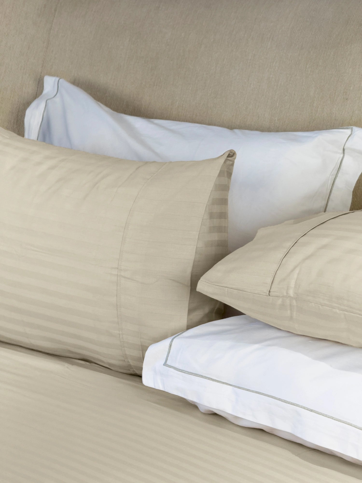Simple Living - 210TC Satin Stripe Bedsheet Set(Cream)