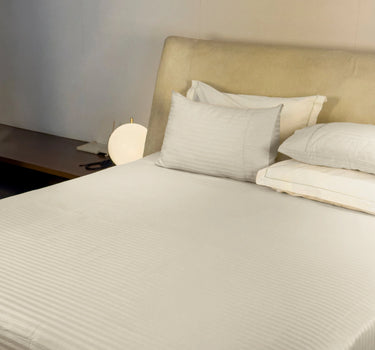 Simple Living - 210TC Satin Stripe Bedsheet Set(Cream)