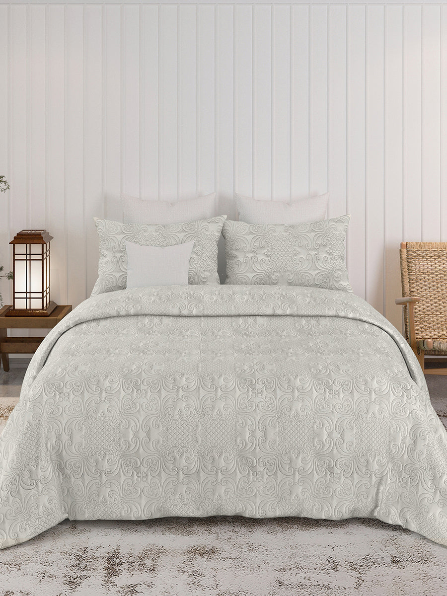 Sensation - Quilted King Bedcover Set with 2 Pillow Covers(Cream) — view 2