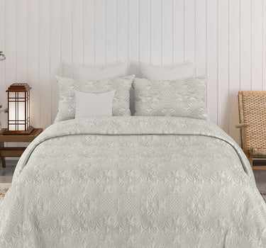 Sensation - Quilted King Bedcover Set with 2 Pillow Covers(Cream)