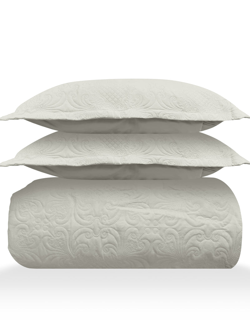 Sensation - Quilted King Bedcover Set with 2 Pillow Covers(Cream) image 3