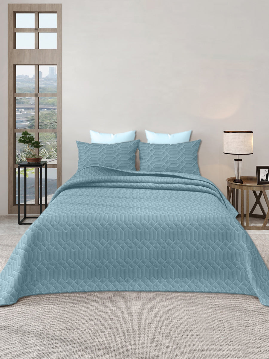LABHAM® Azure Quilted King Bedcover Set – 300 GSM EverTouch™ Microfibre with LazerTech™ Quilting, 2 Pillow Covers & Storage Bag – Denim — view 2