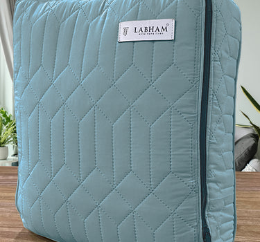 LABHAM® Azure King Size Bedcover Set - 300GSM Quilted, (90"x108") Super Soft, Durable, Easy Care, Bedspread with 2 Pillow Covers & Storage Bag (Denim)