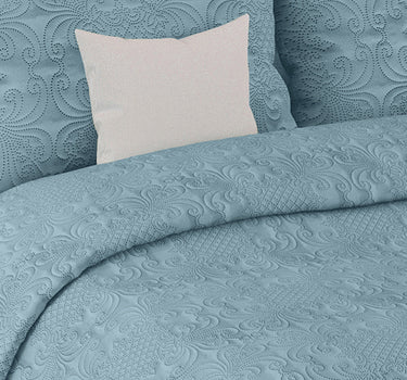 Sensation Quilted Bedcover cum AC comforter Set with 2 Pillow Covers.(Denim)