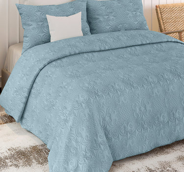 Sensation Quilted Bedcover cum AC comforter Set with 2 Pillow Covers.(Denim)