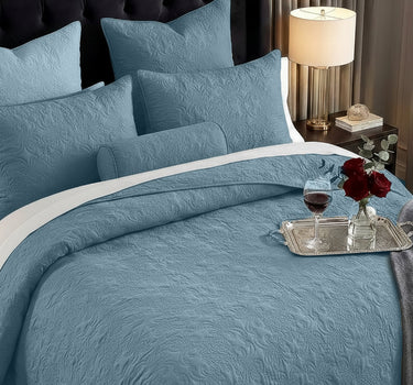 Sensation - Quilted King Bedcover Set with 2 Pillow Covers(Denim)