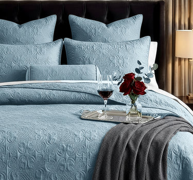 Sensation - Quilted King Bedcover Set with 2 Pillow Covers(Denim)