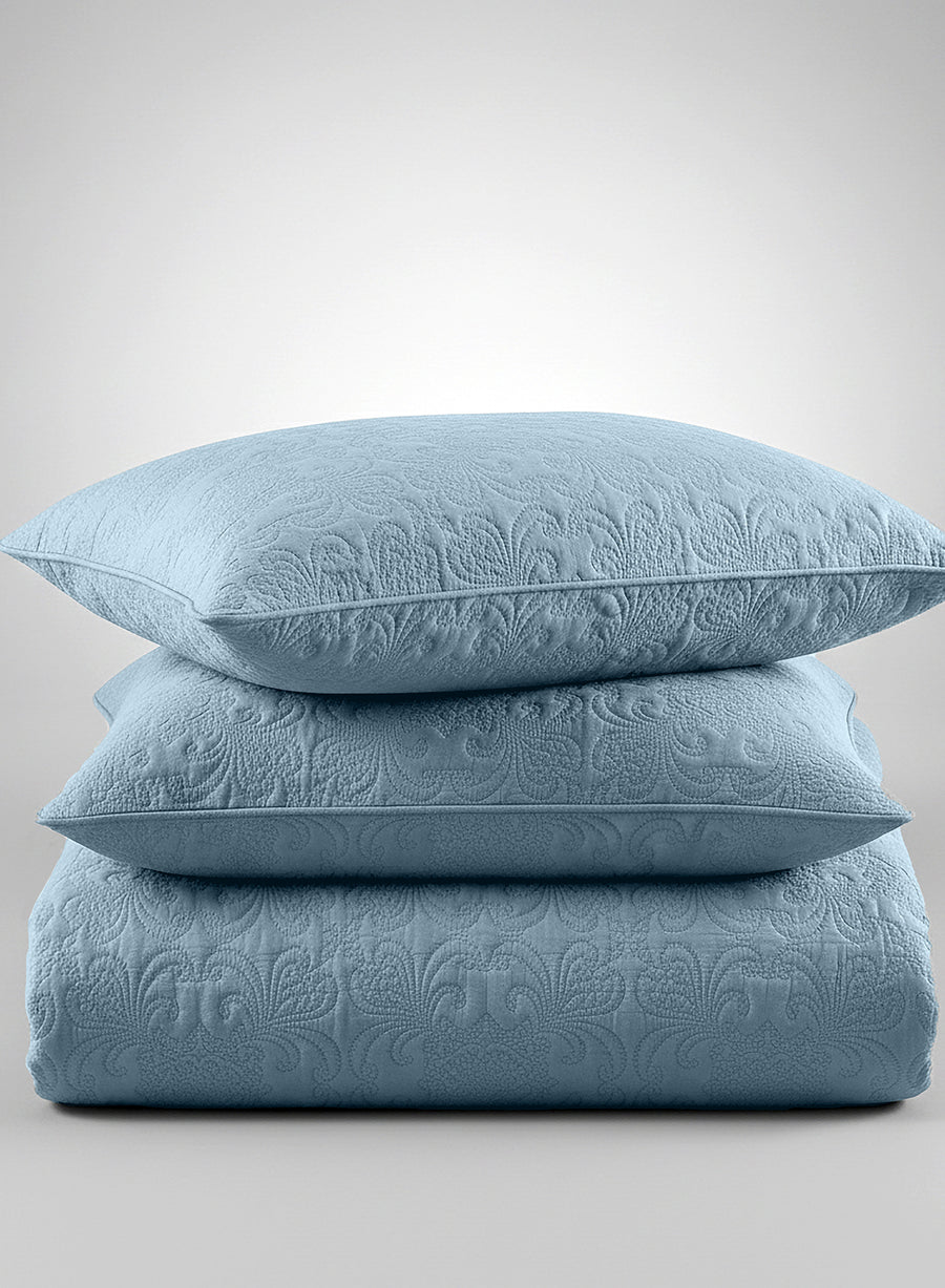 Sensation - Quilted King Bedcover Set with 2 Pillow Covers(Denim) — view 3