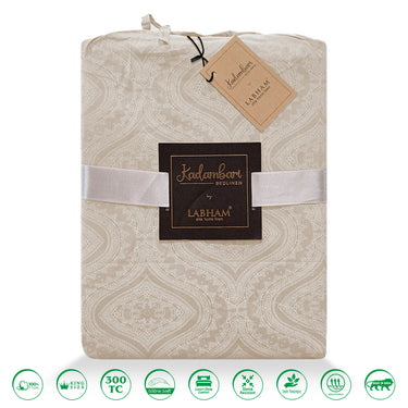 Kadambari 300TC Pure Cotton BedSheet Set(Frosted Almond)