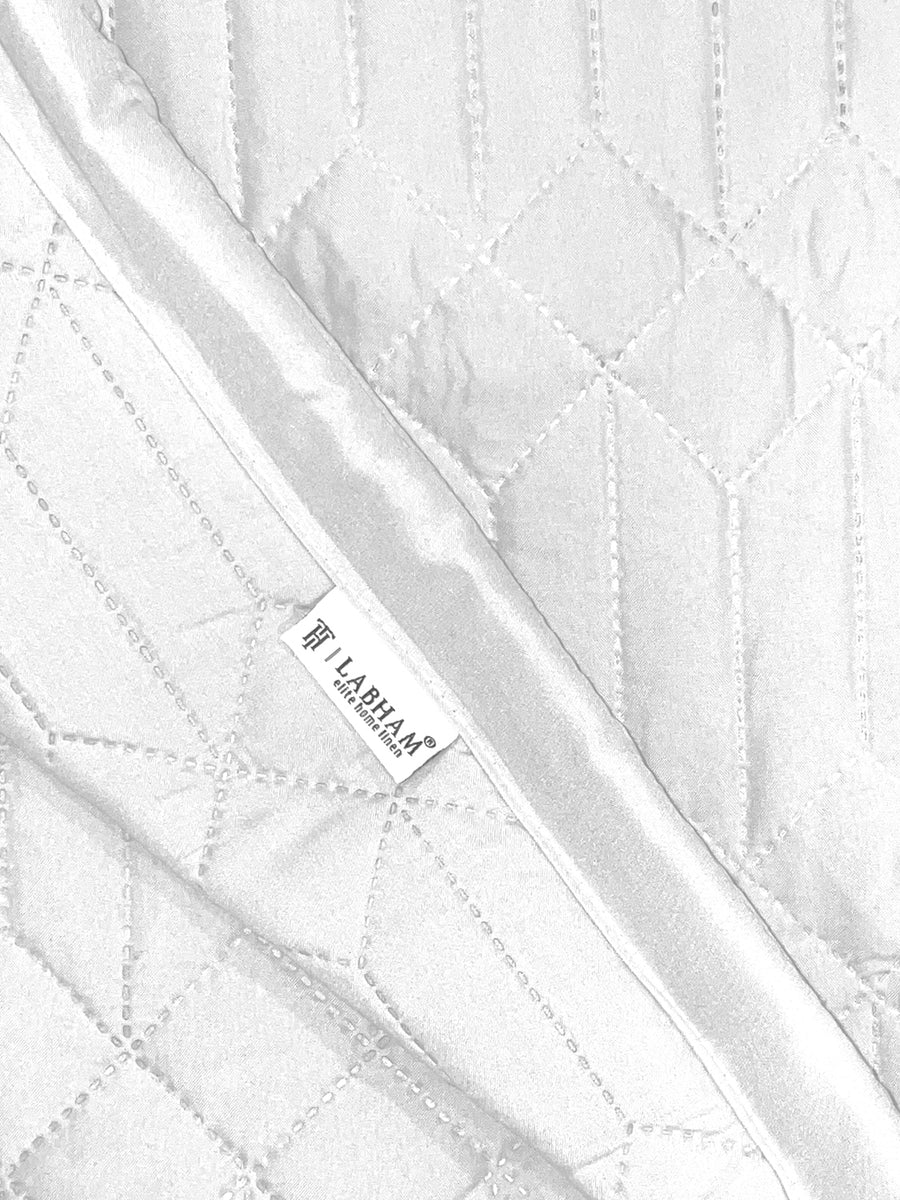 LABHAM® Azure Quilted King Bedcover Set – 300 GSM EverTouch™ Microfibre with LazerTech™ Quilting, 2 Pillow Covers & Storage Bag – White — view 4