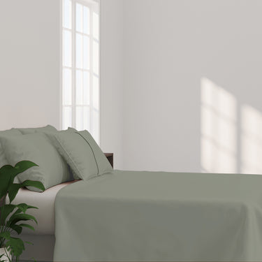 300TC - King size Solid Bedsheet Set (Granite Green)