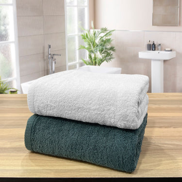 Revive- Pack of 2 Multipurpose Super Soft Hand Towels (White&Green)