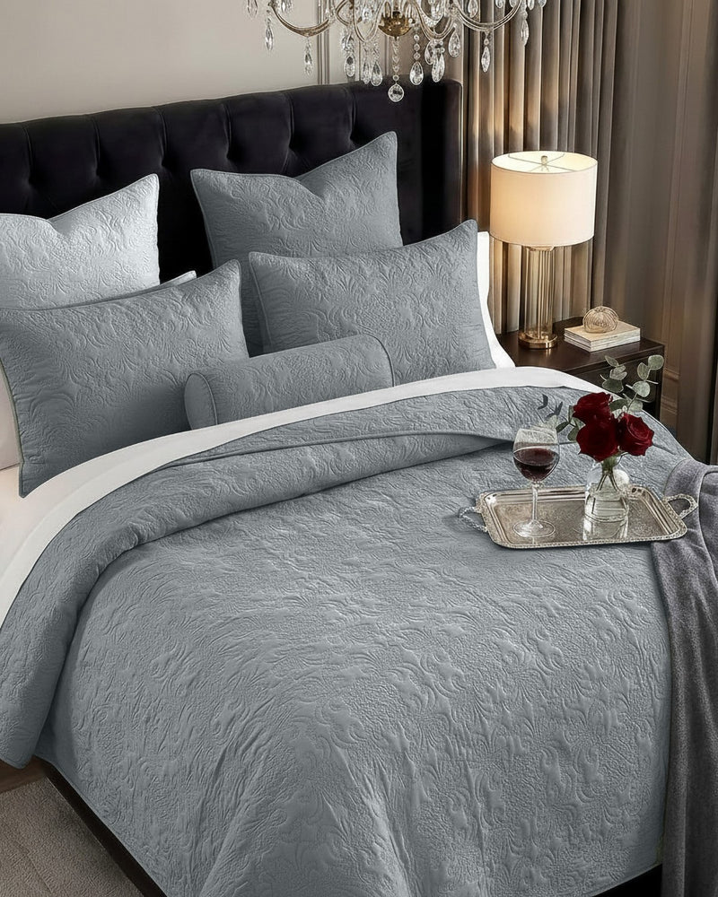 Sensation - Quilted King Bedcover Set with 2 Pillow Covers(Ash Grey) image 1