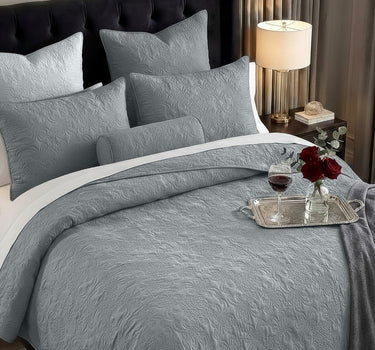 Sensation - Quilted King Bedcover Set with 2 Pillow Covers(Ash Grey)