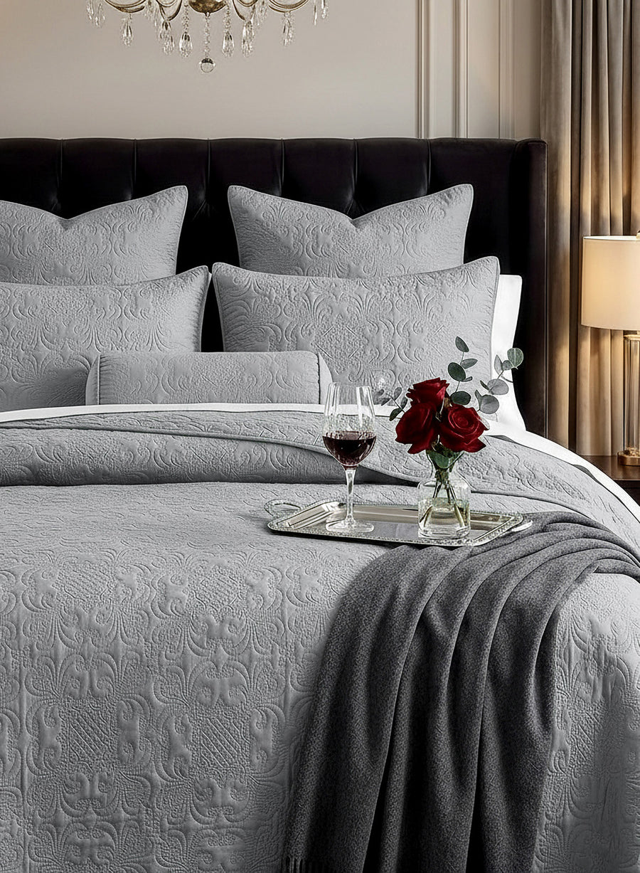 Sensation - Quilted King Bedcover Set with 2 Pillow Covers(Ash Grey) — view 2