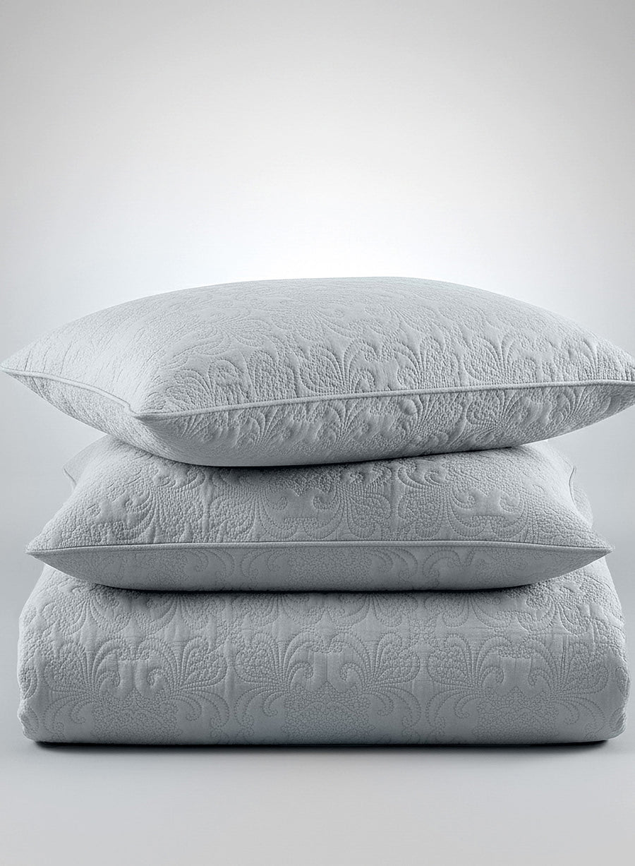 Sensation - Quilted King Bedcover Set with 2 Pillow Covers(Ash Grey) — view 3
