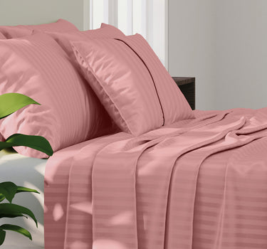Simple Living - 210TC Satin Stripe Bedsheet Set(Island Sunset)