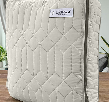 LABHAM® Azure King Size Bedcover Set - 300GSM Quilted, (90"x108") Super Soft, Durable, Easy Care, Bedspread with 2 Pillow Covers & Storage Bag (Ivory)