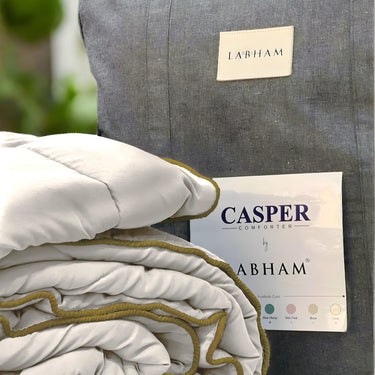 Casper Comforter 300 GSM - Pure Virgin Microfiber, Insulating & Thermal Comfort, Ideal for Winter, with Carry Bag & Contrast Piping (Ivory)