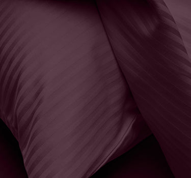 Simple Living - 210TC Satin Stripe Bedsheet Set(Maroon)