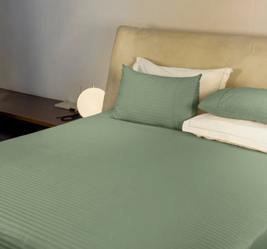 Simple Living - 210TC Satin Stripe Bedsheet Set(Midnight Green)