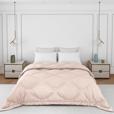 Casper Comforter 300 GSM - Pure Virgin Microfiber, Insulating & Thermal Comfort, Ideal for Winter, with Carry Bag & Contrast Piping (Misty Rose)