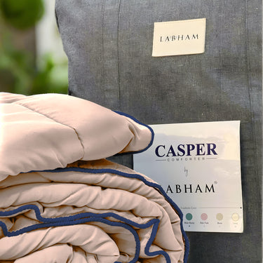 Casper Comforter 300 GSM - Pure Virgin Microfiber, Insulating & Thermal Comfort, Ideal for Winter, with Carry Bag & Contrast Piping (Misty Rose)
