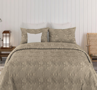 Sensation Quilted Bedcover cum AC comforter Set with 2 Pillow Covers.(Mocha)