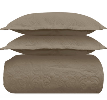 Sensation Quilted Bedcover cum AC comforter Set with 2 Pillow Covers.(Mocha)