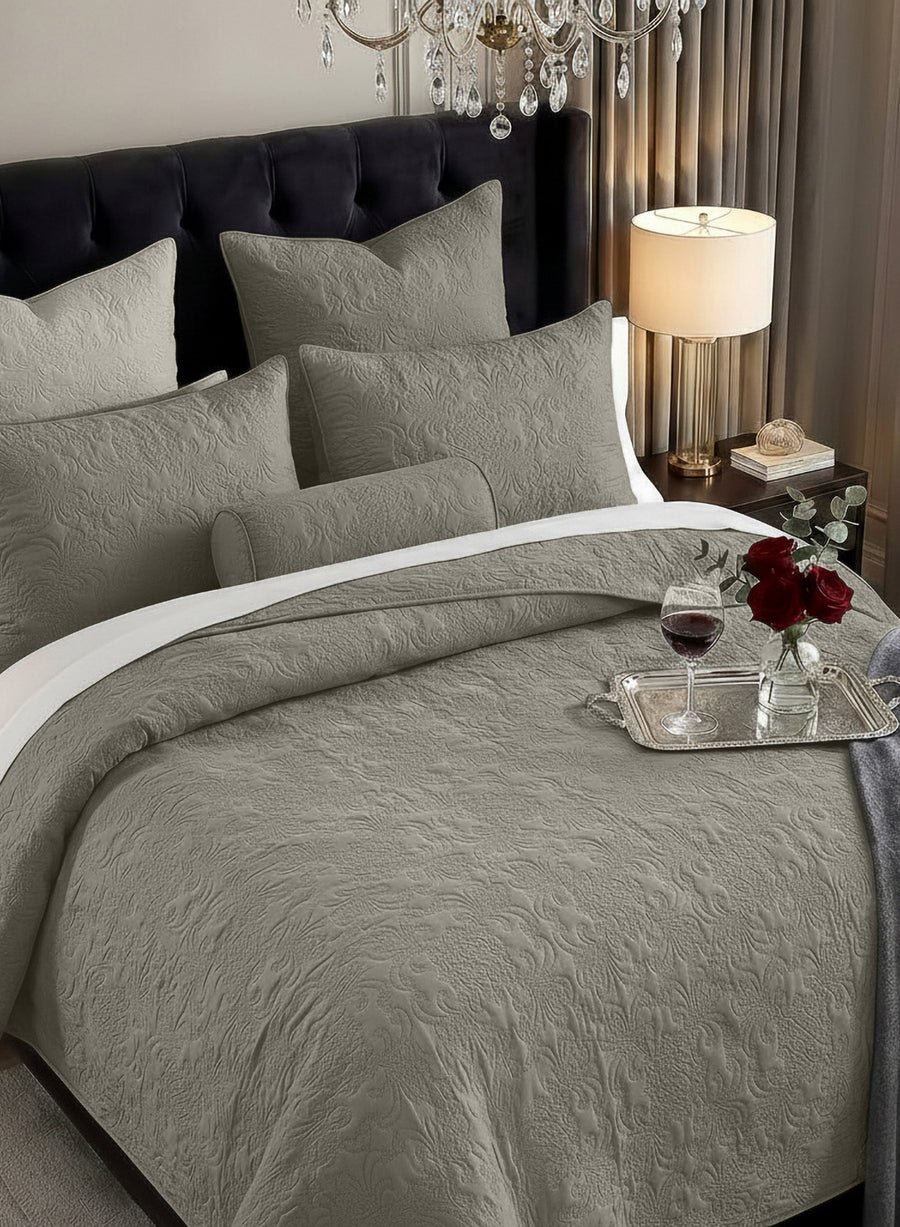Sensation - Quilted King Bedcover Set with 2 Pillow Covers(Mocha) — view 1
