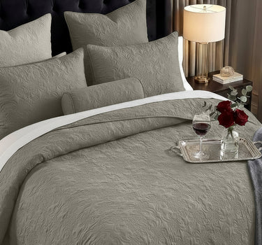 Sensation - Quilted King Bedcover Set with 2 Pillow Covers(Mocha)