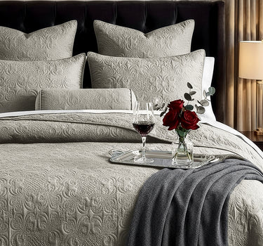 Sensation - Quilted King Bedcover Set with 2 Pillow Covers(Mocha)