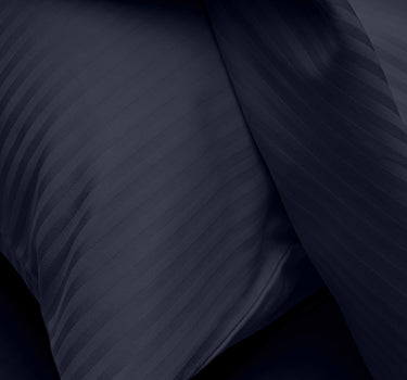Simple Living - 210TC Satin Stripe Bedsheet Set(Navy Blue)