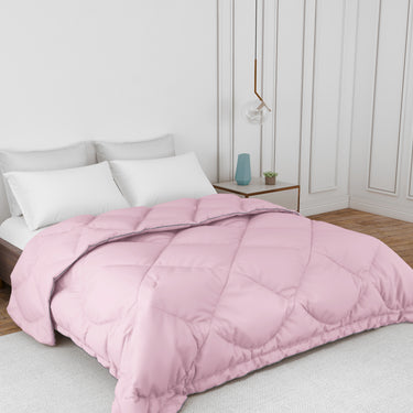 Casper Comforter 300 GSM - Pure Virgin Microfiber, Insulating & Thermal Comfort, Ideal for Winter, with Carry Bag & Contrast Piping (Pale Pink)