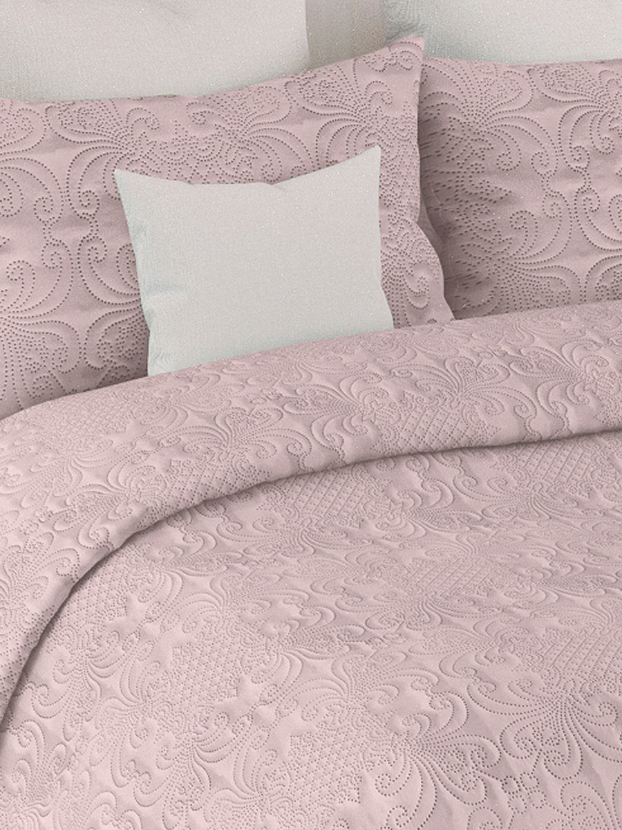 Sensation - Quilted King Bedcover Set with 2 Pillow Covers(Peach) — view 5