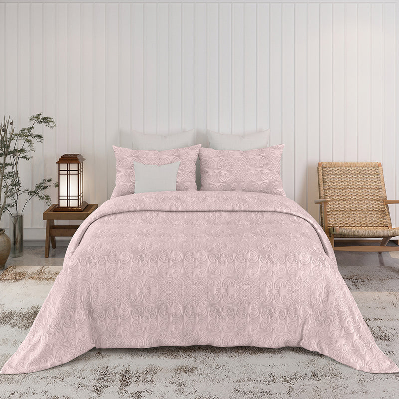 Sensation - Quilted King Bedcover Set with 2 Pillow Covers(Peach) image 2