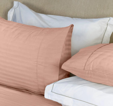 Simple Living - 210TC Satin Stripe Bedsheet Set(Peach)