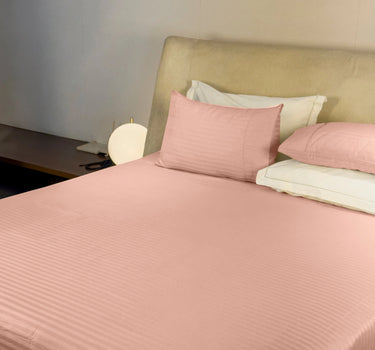 Simple Living - 210TC Satin Stripe Bedsheet Set(Peach)
