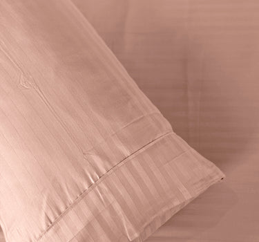 Simple Living - 210TC Satin Stripe Bedsheet Set(Peach)