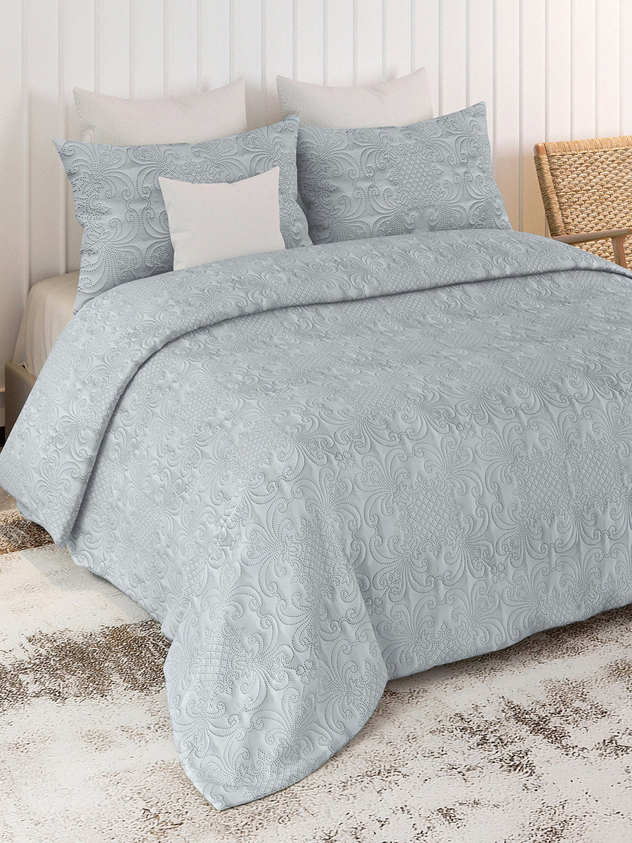 Sensation - Quilted King Bedcover Set with 2 Pillow Covers(Pearl Grey) — view 1