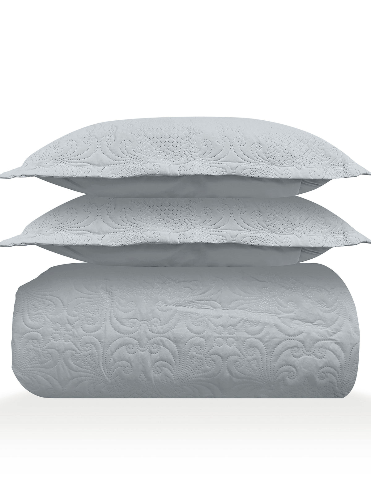 LABHAM Sensation Quilted King Bedcover in Pearl Grey – full set with pillow covers | 100% Cotton 300GSM
