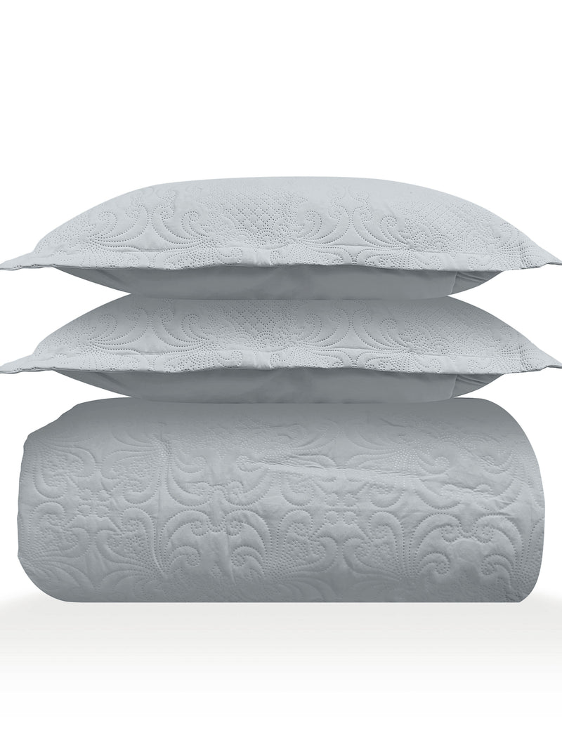 Sensation - Quilted King Bedcover Set with 2 Pillow Covers(Pearl Grey) image 3