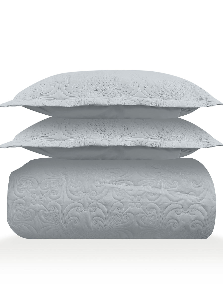 Sensation - Quilted King Bedcover Set with 2 Pillow Covers(Pearl Grey) — view 3