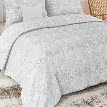Sensation Quilted Bedcover cum AC comforter Set with 2 Pillow Covers.(White)