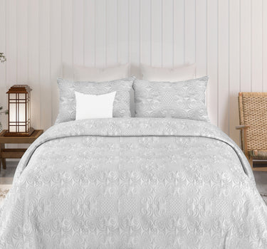 Sensation Quilted Bedcover cum AC comforter Set with 2 Pillow Covers.(White)